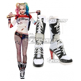 Batman DC Suicide Squad Harley Quinn Cosplay Boots Womens Lace Up Costume Shoes 