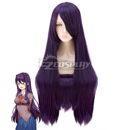 Doki Doki Literature Club Yuri Black Purple Cosplay Wig