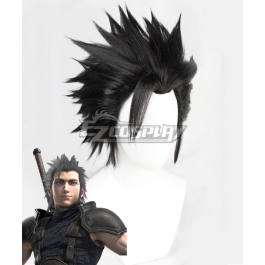 Styled Final Fantasy VII FF7 Zack Fair Cosplay Black Hair Wig Slicked-back Game