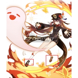 Genshin Impact Hu Tao Black Cosplay Shoes * the full hu tao costume includes the coat, shirt, shorts, hat, socks, thigh band and accessories. genshin impact hu tao black cosplay shoes