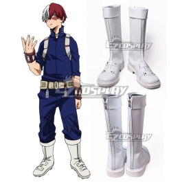 Anime My Boku no Hero Academia Todoroki Shouto White Cosplay Shoes Boots 