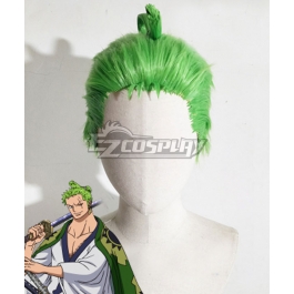One Piece Wano Country Arc Roronoa Zoro Green Cosplay Wig