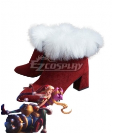 League of Legends LOL Ambitious Elf Jinx Christmas Red Cosplay Shoes