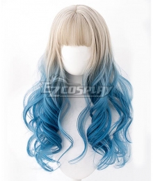 Japan Harajuku Lolita Series Light Golden Blue Cosplay Wig - EWL170Y