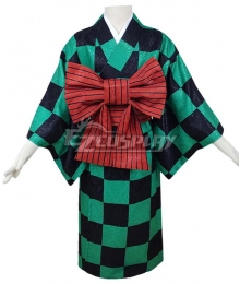 Kids Size Demon Slayer: Kimetsu No Yaiba Kamado Tanjirou Kimono Cosplay Costume