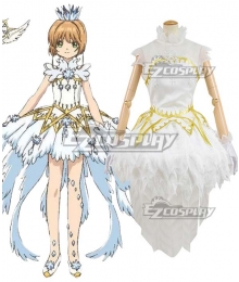 Cardcaptor Sakura: Clear Card Sakura Kinomoto Ice Snow Angel White Dress Cosplay Costume