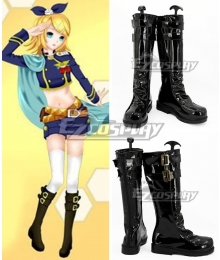 Vocaloid Kagamine Rin Uniform Black Shoes Cosplay Boots