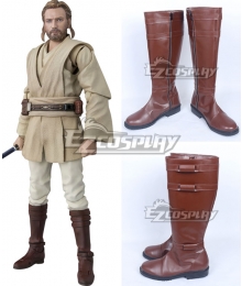 Star Wars Obi Wan Kenobi Brown Shoes Cosplay Boots
