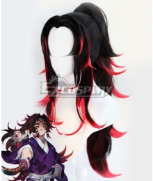 Demon Slayer: Kimetsu no Yaiba Michikatsu Tsugikuni Kokushibo Black Red Cosplay Wig
