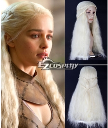 Game of Thrones Daenerys Light Blonde Curly Cosplay Wig Kanekalon Hair no lace Fiber All wigs