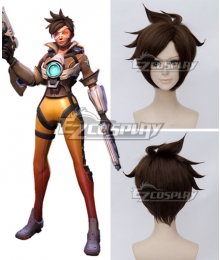 Overwatch OW Tracer Lena Oxton Brown Cosplay Wig