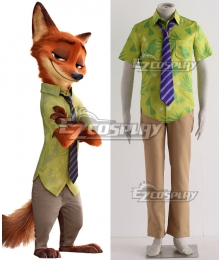 Disney Zootopia Nicholas P Wilde Fox Nick Cosplay Costume Only Shirt Tie - zootopia nick shirt roblox