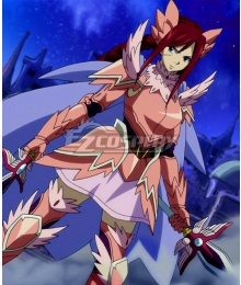 Fairy Tail Erza Scarlet Flame Empress Armor Cosplay Costume This armor is predominantly dark red in color, but also has orange and black parts, with the orange parts being shaped like flames and the other parts being reminiscent of dragon's limbs. fairy tail erza scarlet flame empress