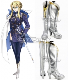 Fate Grand Order Lancer Artoria Pendragon Saber Silver Shoes Cosplay Boots