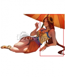 League of legends Pool party Leona Red Cosplay Wig