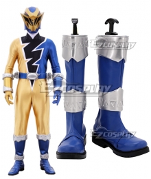 Power Rangers Dino Fury Gold Ranger Blue Shoes Cosplay Boots