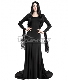 The Addams Family Morticia Addams Black Dress Halloween Cosplay Costume