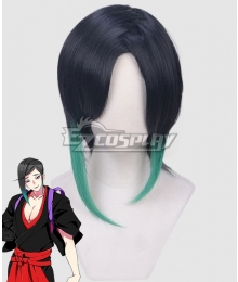 Touken Ranbu Shizukagata Naginata Black Green Cosplay Wig