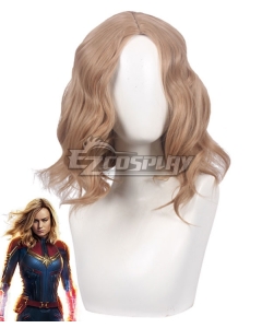 2019 Movie Captain Marvel Carol Danvers Printed Golden Brown Cosplay Wig