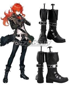 Genshin Impact Diluc Black Shoes Cosplay Boots