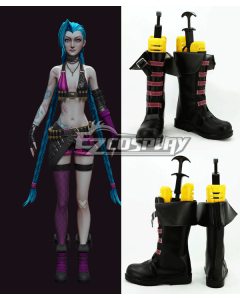 LOL League Of Legends Loose Cannon Jinx Black Shoes Cosplay Boots