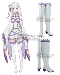 Re: Life In A Different World From Zero Emilia White Shoes Cosplay Boots