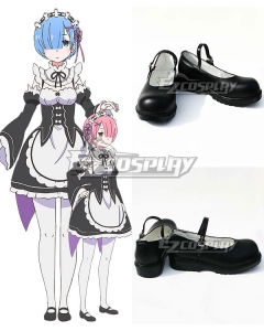 Re: Life In A Different World From Zero Rem Ram Black Cosplay Shoes