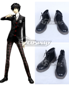 Persona 5 Protagonist Akira Kurusu Ren Amamiya Black Cosplay Shoes
