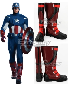 Marvel Avengers Age of Ultron Captain America Steven Steve Rogers Black Shoes Cosplay Boots