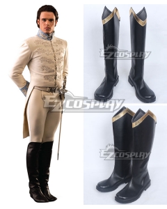 Disney Cinderella Movie 2015 Char Prince Black Shoes Cosplay Boots