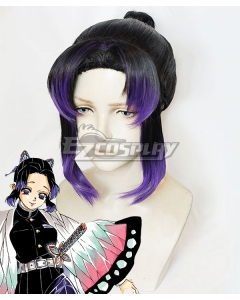 Demon Slayer: Kimetsu No Yaiba Shinobu Kochou Black Purple Cosplay Wig - B Edition