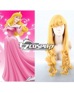 Disney Sleeping Beauty Aurora Princess Long Cuily Blonde Style Cosplay Wig