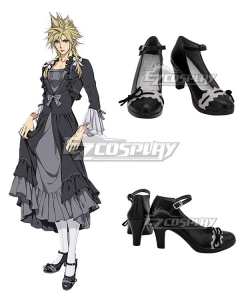 Final Fantasy VII Remake Cloud Strife Girl Black Cosplay Shoes