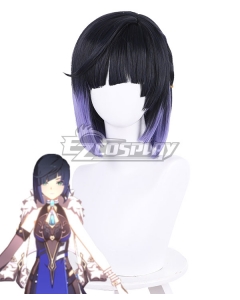Genshin Impact Yelan Black Purple Cosplay Wig