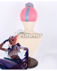 League of Legends LOL True Damage Qiyana Prestige Edition Pink Blue Cosplay Wig