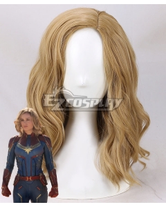 Marvel 2019 Movie Captain Marvel Carol Danvers Golden Brown Cosplay Wig