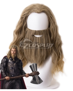 Marvel Avengers: Endgame Thor Brown Cosplay Wig - Wig + Moustache - 405K