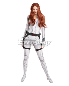 Marvel 2020 Movie Black Widow Natasha Romanoff White Suit Zentai Jumpsuit Cosplay Costume