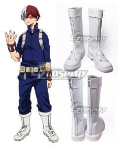 My Hero Academia Boku No Hero Akademia Shoto Todoroki White Hero Shoes Cosplay Boots