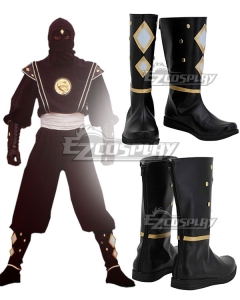 Power Rangers Black Ninjetti Ranger Black Cosplay Shoes