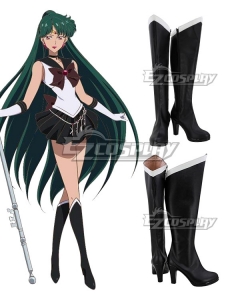 Sailor Moon Meiou Setsuna Black Shoes Cosplay Boots