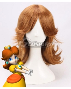 Super Mario Bros Princess Daisy Orange Brown Cosplay Wig