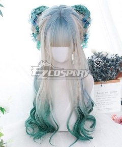 Japan Harajuku Lolita Series Light Golden Blue Green Cosplay Wig - EWL190Y