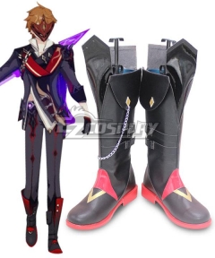 Genshin Impact Childe Tartaglia Delusion Unleashed Black Red Shoes Cosplay Shoes