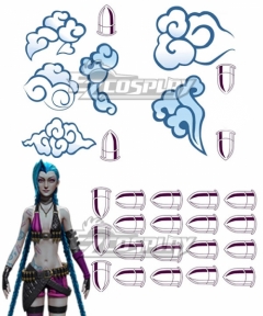League Of Legends LOL Loose Cannon Jinx Tattoo stickers Cosplay Accessory Prop