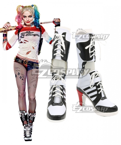GSFDHDJS Cosplay Boots Shoes for Batman Suicide Squad Harley Quinn black red