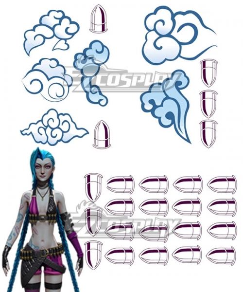 League Of Legends LOL Loose Cannon Jinx Tattoo stickers Cosplay ...