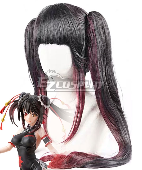 Date A Live Tokisaki Kurumi Black Cosplay Wigs Ponytail