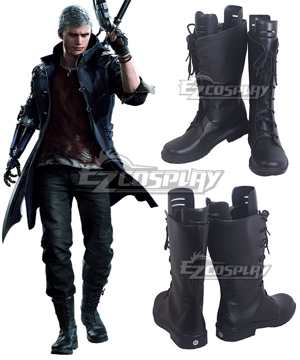 Devil May Cry 5 DMC5 Vergil Black Shoes Cosplay Boots