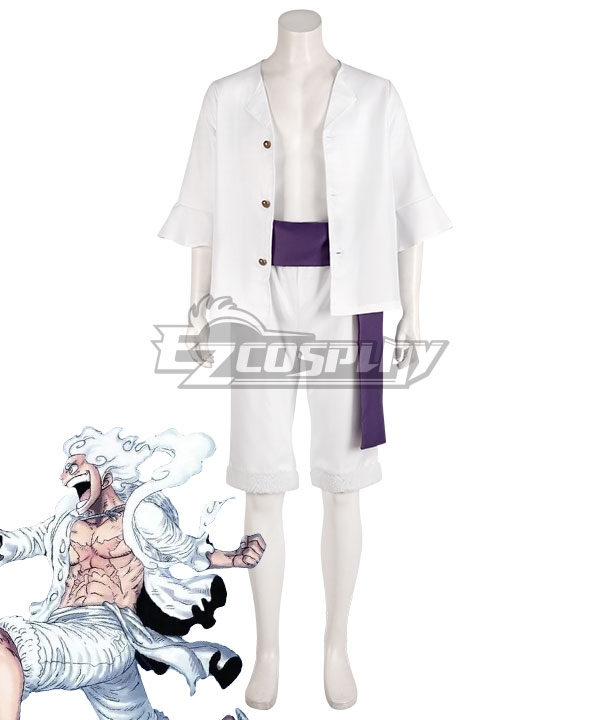 One Piece Film Gold Monkey D Luffy White Cosplay Costume